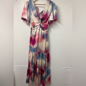 Tie-Dye Maxi Dress in Pink & Blue